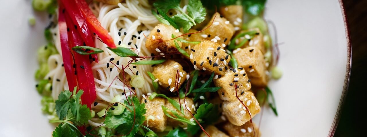 pasta, coriander, salad