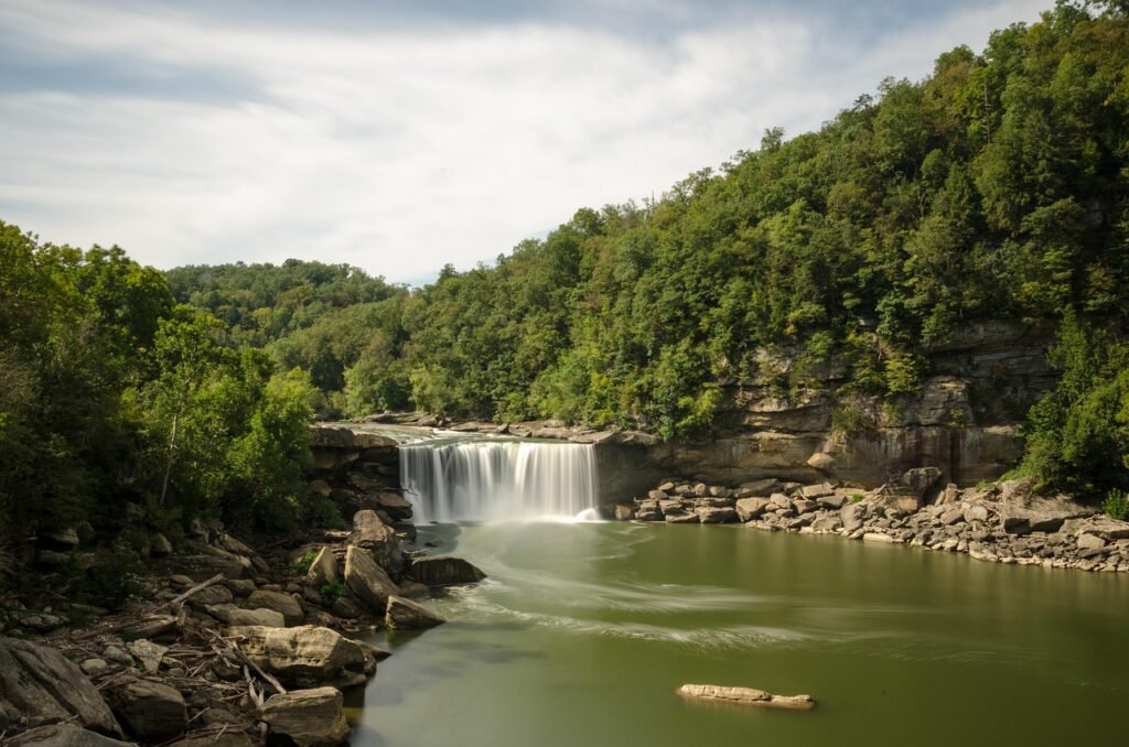 usa, america, kentucky, waterfall, cumberland falls, cumberland river, flow, nature, spray, forest, trees